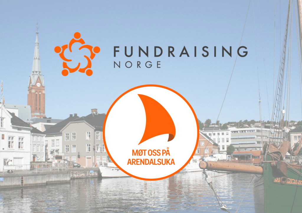Bilde av pollen i Arendal med Fundraising Norge sin logo på. 